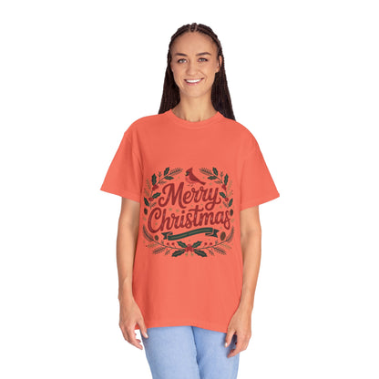 Festive Cardinal Wreath Christmas T-Shirt — Merry Christmas Holiday Tee