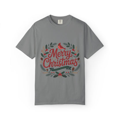 Festive Cardinal Wreath Christmas T-Shirt — Merry Christmas Holiday Tee