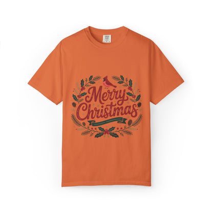 Festive Cardinal Wreath Christmas T-Shirt — Merry Christmas Holiday Tee