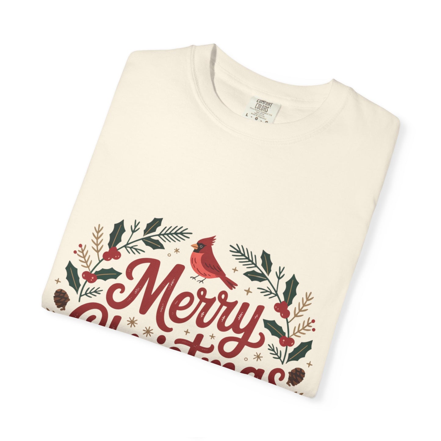 Festive Cardinal Wreath Christmas T-Shirt — Merry Christmas Holiday Tee