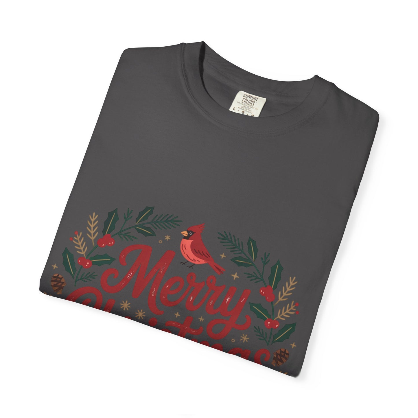 Festive Cardinal Wreath Christmas T-Shirt — Merry Christmas Holiday Tee